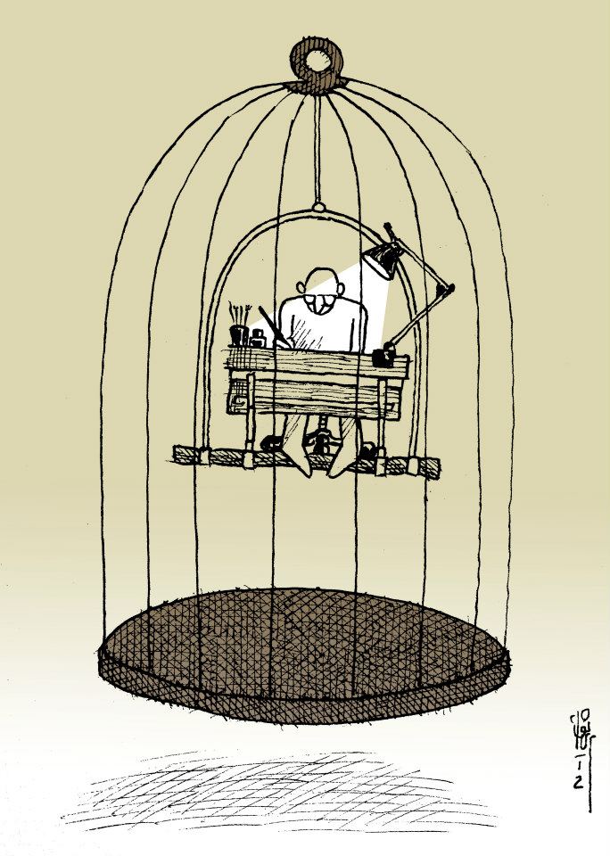 journalist in jail cartoon