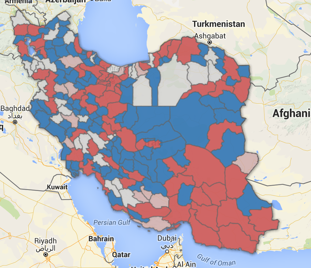 Map of Iran's electoral districts on the basis of the Venice Commission's guidelines